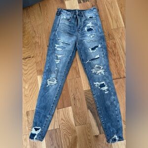 American Eagle Outfitters Ripped Blue Skinny Jeans